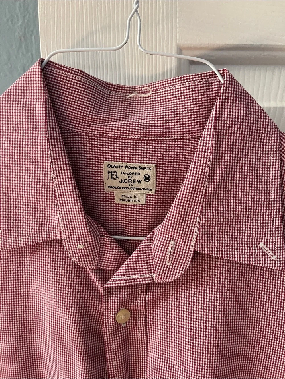 J. Crew Men's Long-Sleeve Button-Up Shirt in Wine Micro-Check